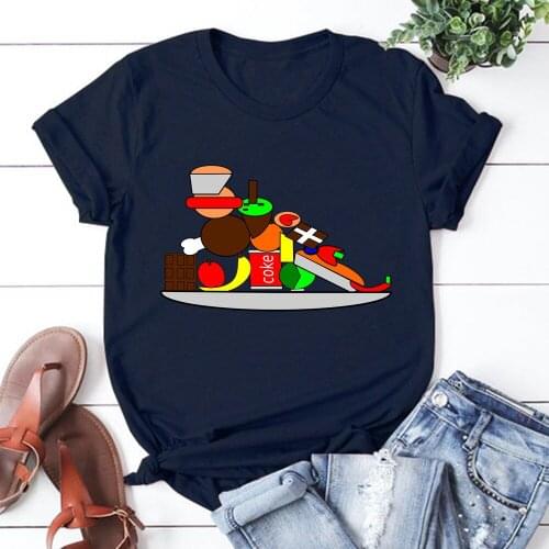 Food Women T Shirt Casual Funny Tshirts Kawaii Tees Top Hipster Female Harajuku Short Sleeves Shirts Woman Clothe TX9313
