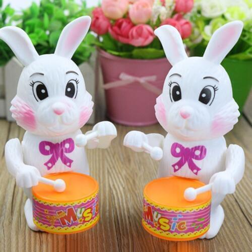1Pcs Childrens new exotic wind-up toys Cute cartoon animal clockwork drum toy rabbit elephant cat funny educatianl toy for kids
