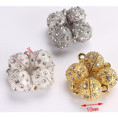 10pc/lot 10mm magnetic clasp snap closure buckles button for diy bracelet necklace chain end connector jewelry making components