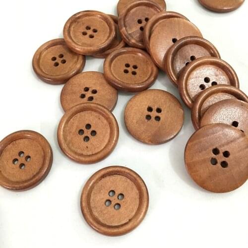 25PCs DIY Retro natural color wooden buttons 30 mm DIY sewing clothes button for craft scrapbooking sewing 7NK185