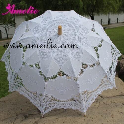 30 pcs/lot Free Shipping 100% handicraft cotton lace wedding parasol