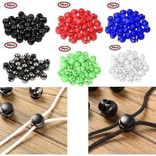 US 30Pcs Metal/Plastic Stopper Cord Lock Clamp 2 Hole Toggle Clip Stopper Apparel Shoelace Sportswear Cord Lanyard Accessories