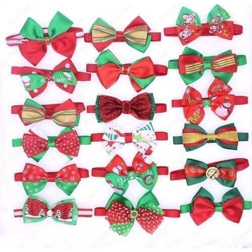 30pcs Christmas Pet Puppy Dog Cat Bow ties&Bowties Adjustable Mixed Styles Dog Accessories Pet Supplies
