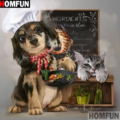 HOMFUN Full Square/Round Drill 5D DIY Diamond Painting "Animal dog" Embroidery Cross Stitch 5D Home Decor A00066