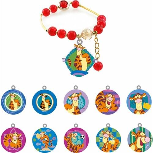 Disney Winnie The Pooh And Tigger Bracelet New Taste Red Beaded Rope Chain Bracelet Epoxy Resin Hand Rope Strap Good Friend