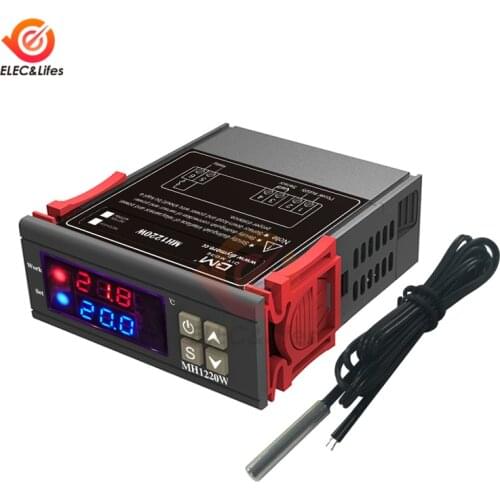 MH1220W 220V 12V 24V LED Digital Temperature Meter Controller Thermostat Regulator Cooler Heater Temperature Tester NTC Sensor