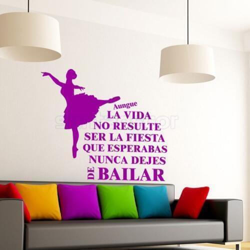 Spanish Quote Poster Girl Dancing Vinyl Wall Sticker Letterings Art Wall Decals Home Decor Wallpaper for Living Room Decoration