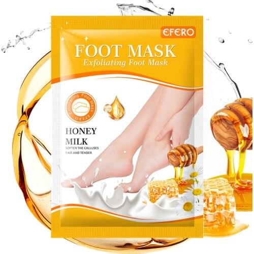 EFERO 6 Packs Honey Foot Peeling Mask for Legs Socks for Pedicure Socks Exfoliating Feet Mask Foot Masks Heels Remove Dead Skin