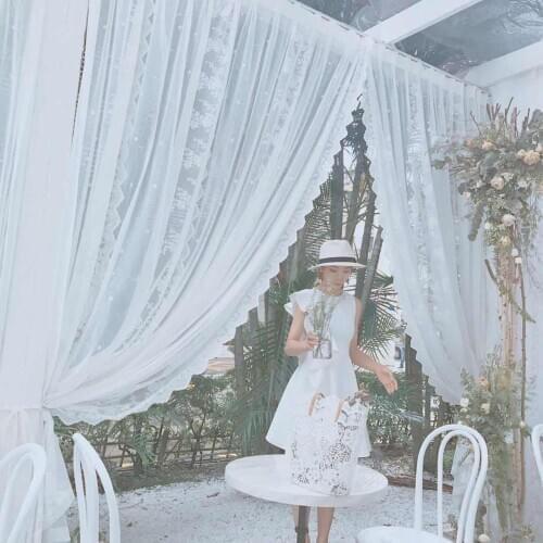 French white curtains for lace girls bedroom Europe type small emotional appeal lace pattern pervious to light tulle curtains