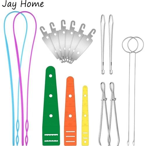 17Pcs Flexible Drawstring Threader Set Metal Tweezers Needle Threader Sewing Loop Turner Hook Flat Rope Threaders Sewing Tools