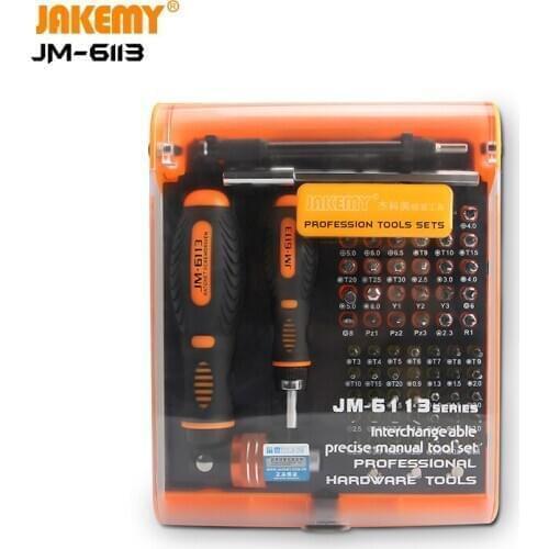 JAKEMY JM-6113 Professional household diy tools ergonomically handle magnetic bits connector adjustable flexible screwdriver set
