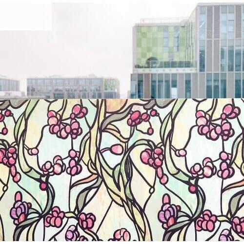 Vines Flowers Door Film Classic Pure Frosted Kitchen Sliding Door Sticker Window Door Privacy Film Room Bathroom Sticker