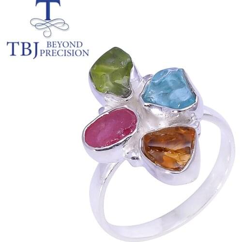 Natural Colorful Gemstone Ring handmade colorstone handmade Jewelry natural citrine ruby apatite peridot rough unique Jewelry