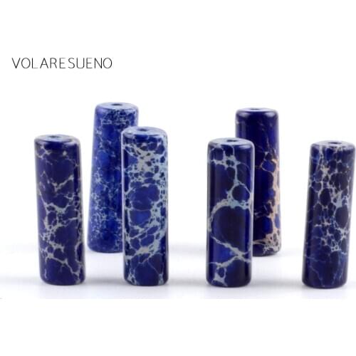 Column Blue Sea Sediment Jaspers Loose Beads 15” Pick 4x13mm Spacer Beads For Charm Necklace Bracelet Accessory Jewelry Making