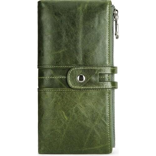 Fashion Money Bags Zipper Card Holder Handy Perse High Capacity Genuine Leather Women Wallet New Style Female Portomonee