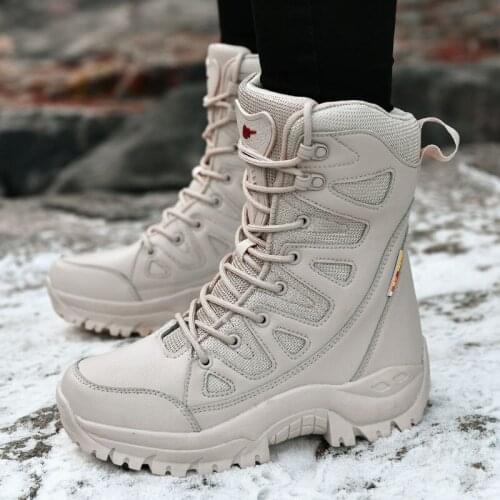2021 New Hot Style Men HikingTactical Shoes Outdoor Walking Climbing Plus Velvet Breathable Woman Sneakers Couple Boots