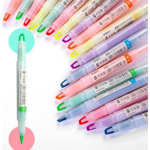 M&G Clear View Multicolor Highlighter Dual tips Stick marker Assorted 6 Colors Window double Tip Color Highlighter Pen