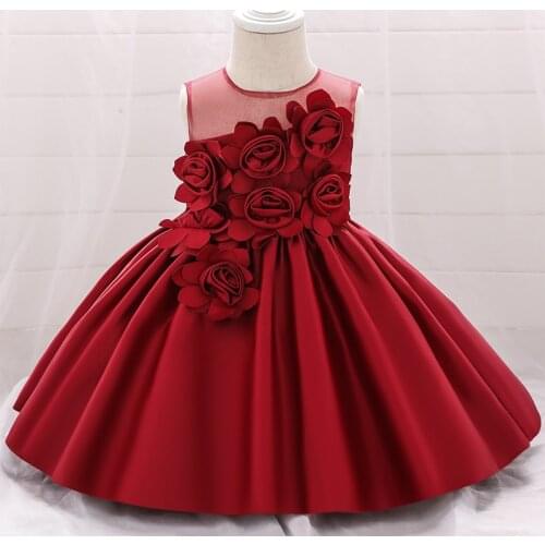 0-24M Cute Baby Dress Pageant Wedding Dress Infantil 1st Birthday Dress For Baby Girl Baptism Clothes Floral Princess Dress