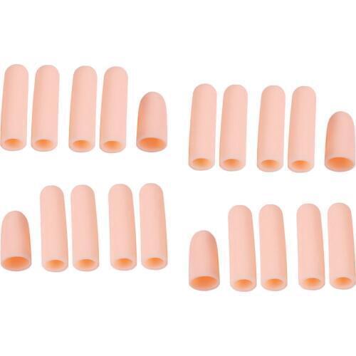 Pack of 20 Silicone Gel Thumb Sleeves Cap Tube Finger Protector Support for Arthritis - Skin