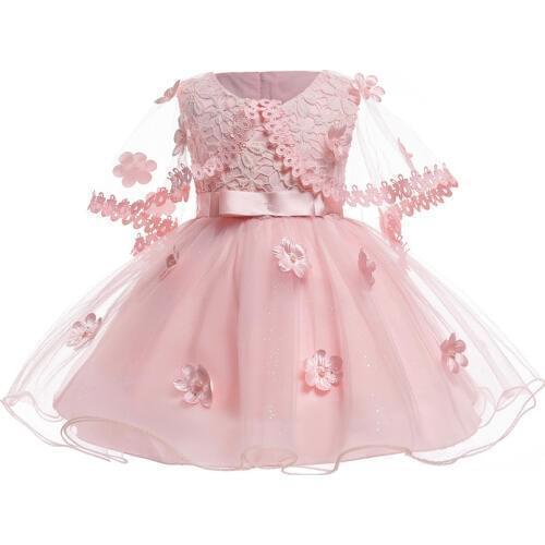 New Baby Girls Dresses Children 3D Flower Tulle Graduation Party Wedding Ball Gown Formal Children Clothes