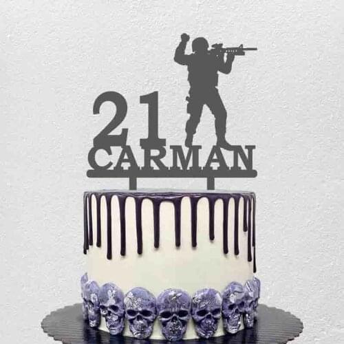 Personalized Army Fans Birthday Cake Topper Custom Name Age Cross Fire Cake Topper For Boys Birthday Cake Decoration YC162