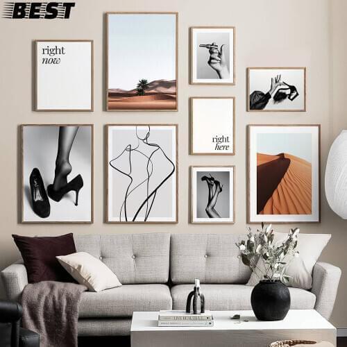 Fashion Women High Heels Poster Right Here Right Now Print Desert Landscape Picture Canvas Wall Art Home Decor Painting For Sofa