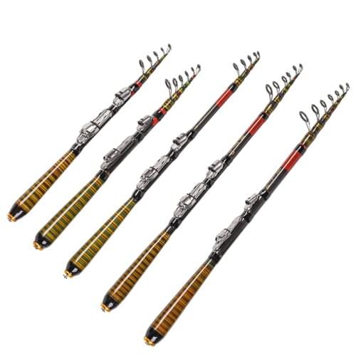 Portable Multifunction Mini Fishing Rod Retractable 1.2m-2.4m Carbon Fiber Travel Rod Section 6 Telescopic Tackle Tools