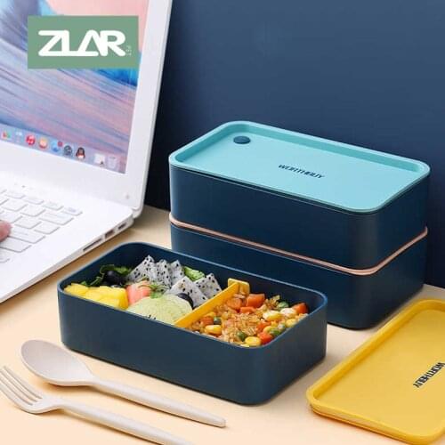 ZLAR Microwave PP Material Portable Lunch Box With Movable Compartments Food Container Box For Kids School Child Office People