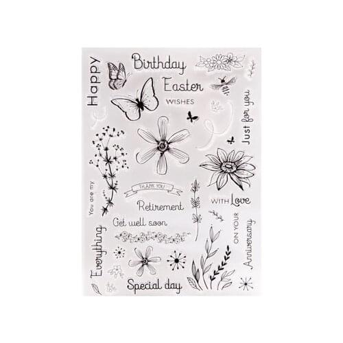 Spring Plants Flowers Transparent Silicone Clear Stamp for Scrapbooking DIY Craft Decoration Soft Stamp Kids Stationery