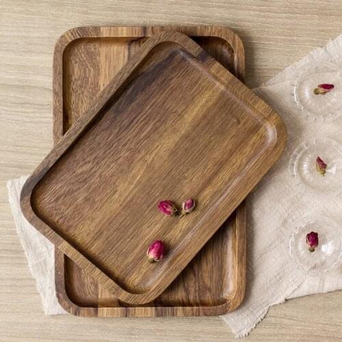 Rectangle Wood Pan Plate Fruit Dishes Saucer Tea Tray Dessert Dinner Bread Pizza Wood Plate Retro Style cake plate Tea tray