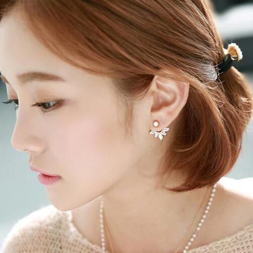 Silver Plated Crystal Fairy Flower Stud Earrings For Women fashion Jewelry gold sliver Simple design Zircon CZ Earring jewelry