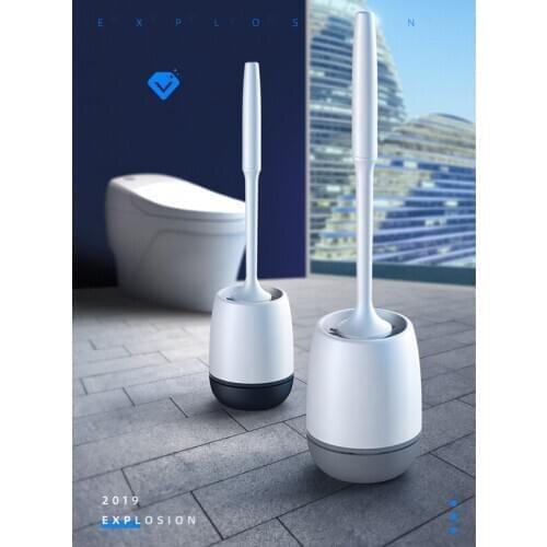 Long Handle Toilet Brush Silicone Rubber Head Holder Cleaning Brush For Toilet Wall Hanging Household Cleaning Bathroom Accessor