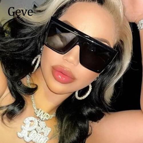 Oversized Sunglasses Women Big Frame New Square Black Pink Candy Colors Gradient Sun Glasses Shades Flat top Glasses UV400