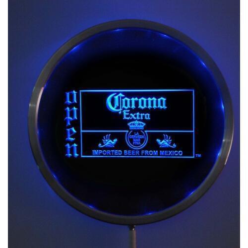 Rs-0035 Corona OPEN LED Neon Light Round Signss 25cm/ 10 Inch - Bar Signs with RGB Multi-Color Remote Wireless Control Function