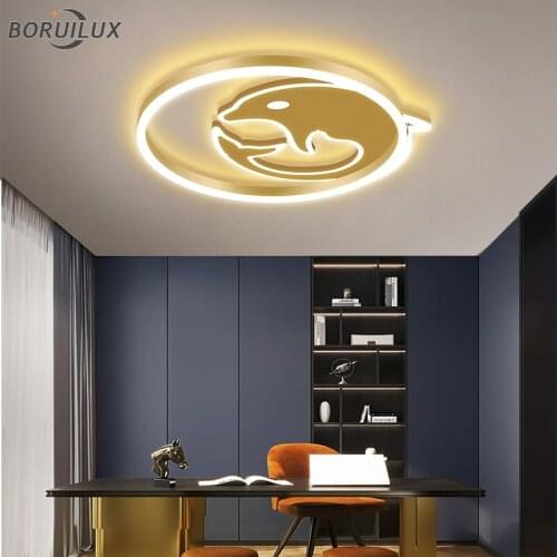 Creative Gold Round New Modern LED Ceiling Lights For Dining Living Kid Room Bedroom Dimming Lamp Indoor Lighting Remote Control