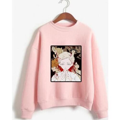 Woman Clothing The Promised Neverland Print Japan Anime Unisex Long Sleeve O-Neck Casual Funny Fashion Harajuku Emma Sweatshirt