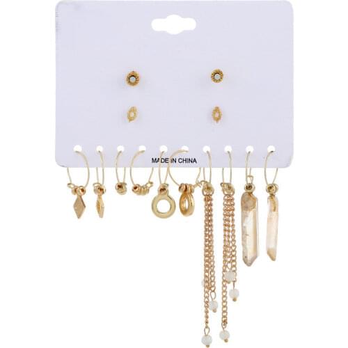 7 Pairs/Set New Fashion Gold Color Alloy Mixed Hoop Earrings For Women Vintage Geometric Earring Set Boho Punk earring