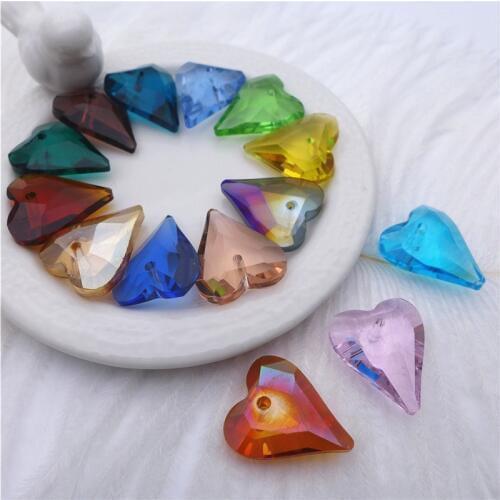 Pointed heart/peach shape crystal pendants 22mm glass charms women jewelry DIY accessories earring drop AB/pink/blue plate 30pcs