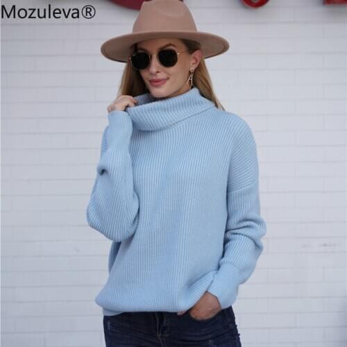Mozuleva 2020 Autumn Winter Pullover Basic Warm Sweater for Women Soft Kniited Solid Korean Turtleneck Fashion Sweater Tops