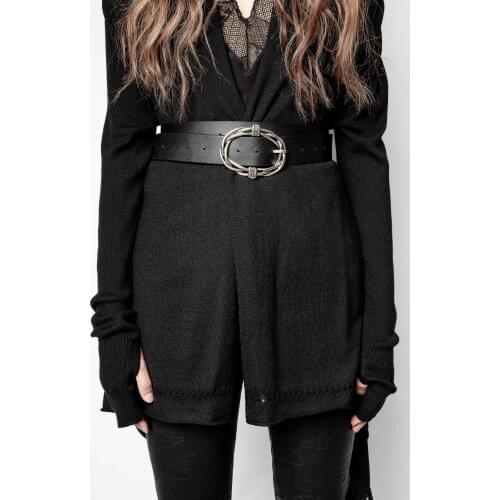 In Stocks Women Real Leather Black Belt Metal Buckle Fashion Women Belts for Jeans