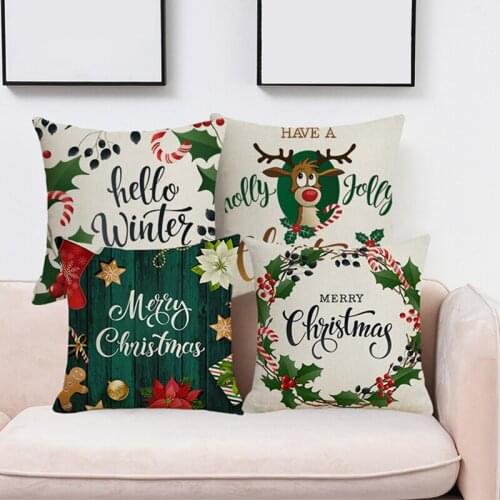 1PC Christmas Cushion Cover For Living Room Sofa Home Decorative Housse De Coussin Merry Christmas Pillow Cushion