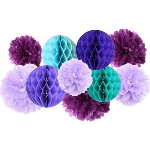 FunPa 10PCS Paper Pom Pom Assorted Colors Pom Pom Decor Party Wedding Birthday Party Ornaments