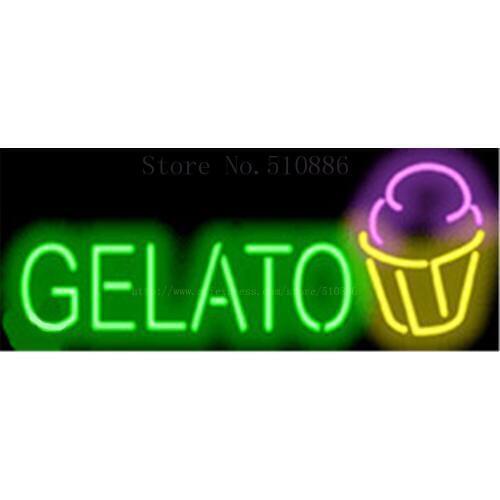 17*14" Gelato NEON SIGN REAL GLASS BEER BAR PUB LIGHT SIGNS display store Restaurant Shop business occasional Advertising Lights
