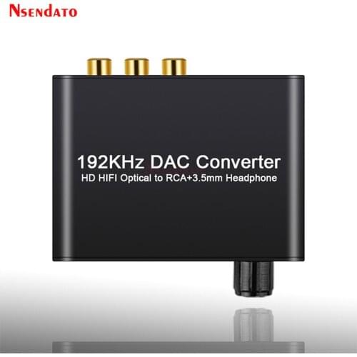 192KHz DAC Digital to Analog Converter 5.1CH DAC HD HIFI Optical SPDIF Coaxial To RCA 3.5mm Volume Control for Dolby AC3