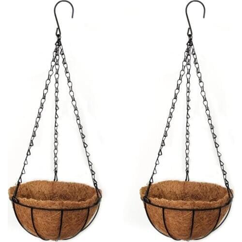 2 Pcs 10 Inch Hanging Coconut Vegetable Flower Pot Basket Liners Planter Garden Decor Iron Garden Flower & Planters Pots