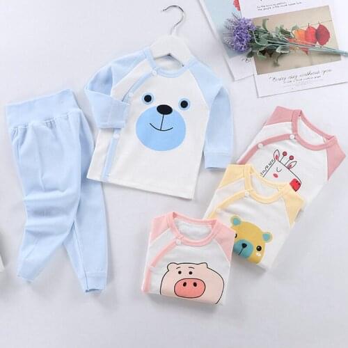 2021 Baby Cotton Long Johns Tracksuits Fall Winter Full Sleeve Toddler Girl Outfits Kid Boy Cartoon Floral Children Clothing Set