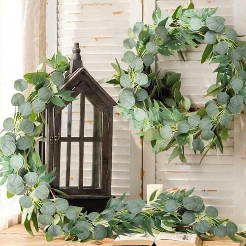 2m Artificial Eucalyptus Garland Hanging Fake Ivy Leaves Vine Wedding eucalyptus Decor artificial eucalyptus garland