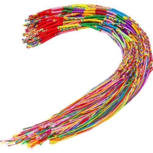 50Pcs Kids Birthday Party Favor Braided Bracelets Friendship Cords Wedding Supply Bridesmaid Gift