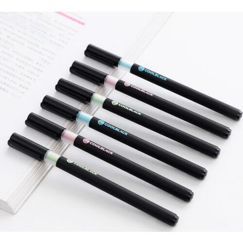 6 pcs 0.5mm Cool black gel pens black color ink pen Student tools Stationery Office School supplies Canetas FB819