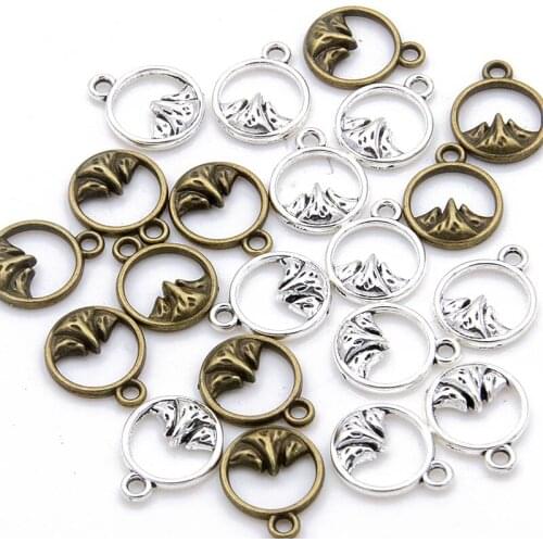 60PCS 10*13mm Small Round Mountain Rang Charms Natural Pendants Handmade Decoration Vintage For DIY Jewelry Making Findings